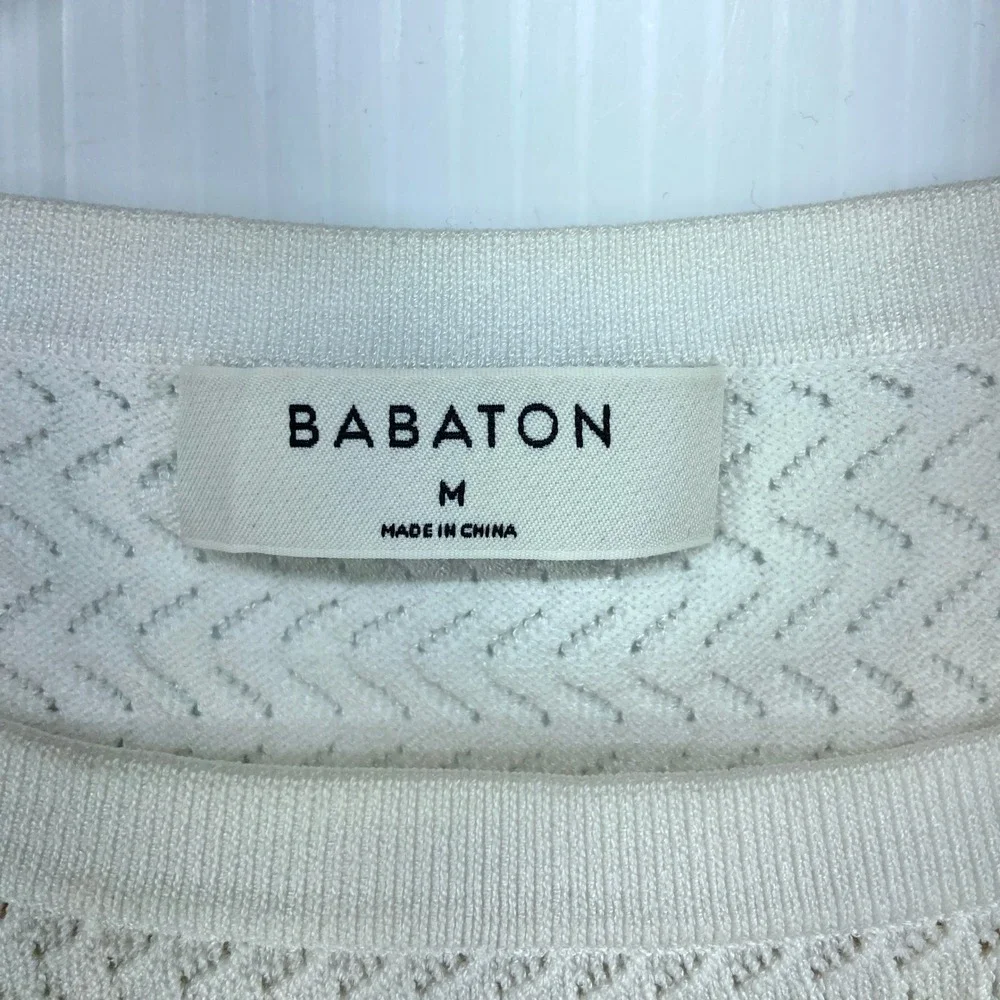 Aritzia Babaton Pointelle Sweater Knit Crop‎ Tank Top White Womens Medium